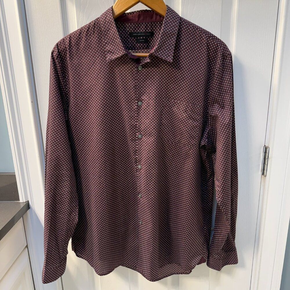 John Varvatos USA Luxe Geometric Design Long Sleeve Shirt Size XL